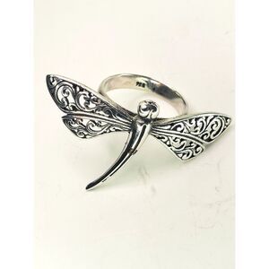 Large Sterling Dragonfly Ring 925 Silver Bug Insect Statement Sz 7.75/8 5.3gr
